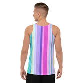Close-up of monochrome waves pattern on men's tank top.